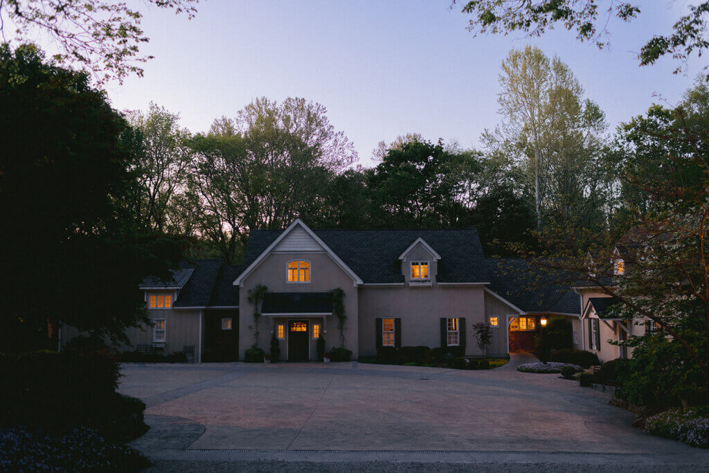 Dusk view of The Mill at Fine Creek wedding venue